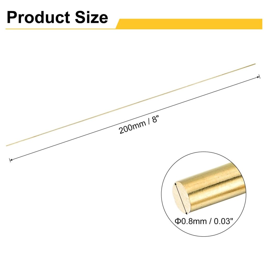 Barre di ottone, 20 pezzi, 0,8 x 300 mm, acciaio tondo, per progetti fai-da-te