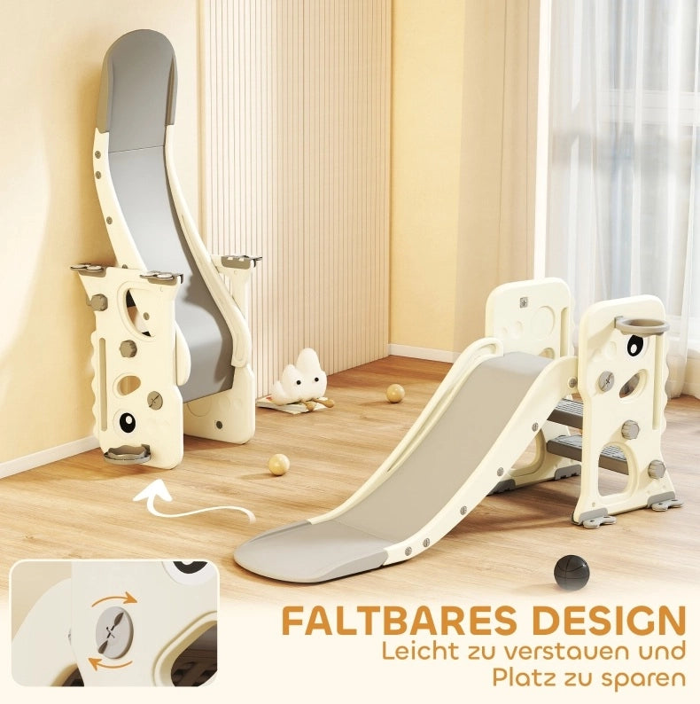Scivolo per bambini pieghevole con arrampicata e canestro