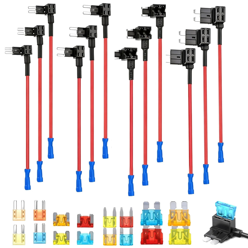 Kit per la sostituzione di fusibili per auto, composto da 12 pezzi, di 4 tipi diversi