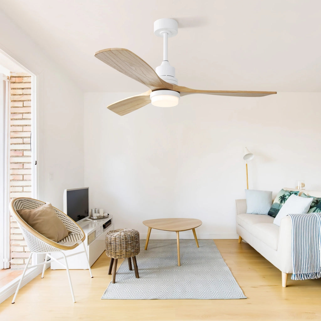 Ventilatore da soffitto 52 pollici bianco con luce LED e telecomando