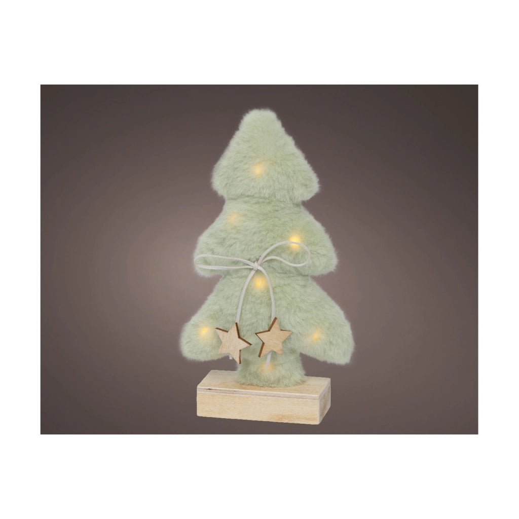 Albero Lgn effetti neve verde c/LED 5x14x24,5cm