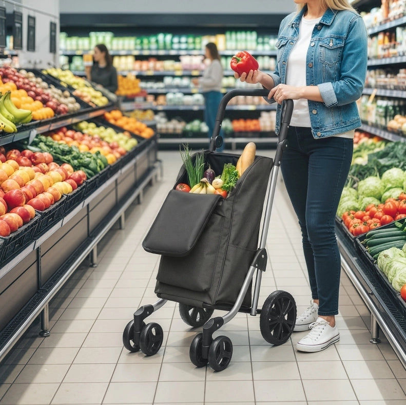 Carrello della spesa pieghevole da 46 l grigio scuro