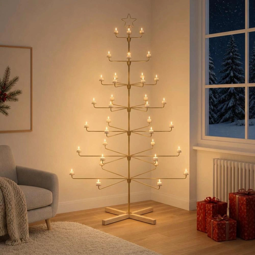 Albero di Natale in Metallo con Supporto KUOPIO 210 cm Acciaio