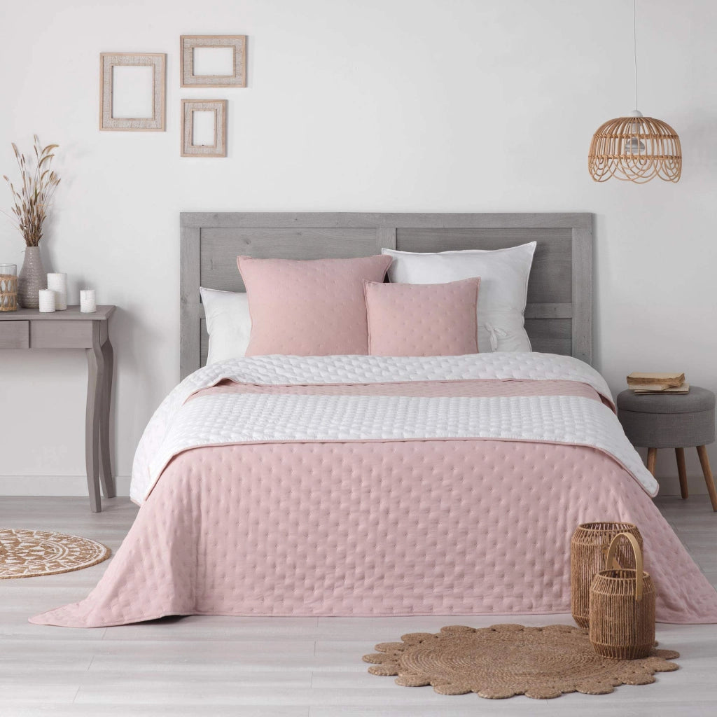 Tappeto per letto imbottito, 80x180 cm, collezione Mellow Chic, rosa/bianco, in microfibra