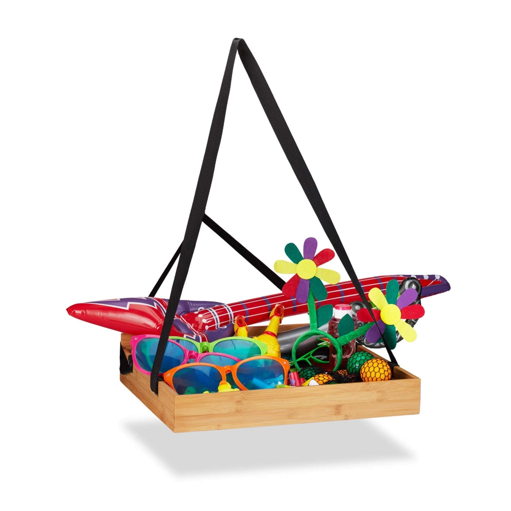Cesto in bambù, dimensioni 50x40 cm, con 2 maniglie, ideale per feste