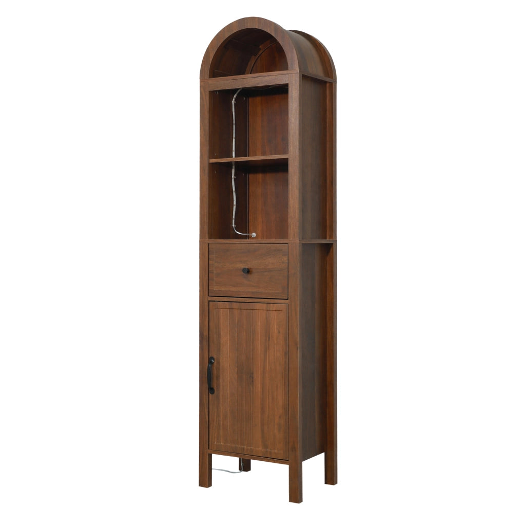 Colonna bagno in MDF color noce con LED RGB, 40 × 30 × 163 cm