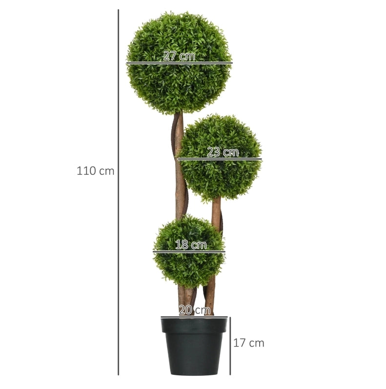PIANTA Artificiale di Bosso 110 cm in Polietilene Verde Resistente ai Raggi UV