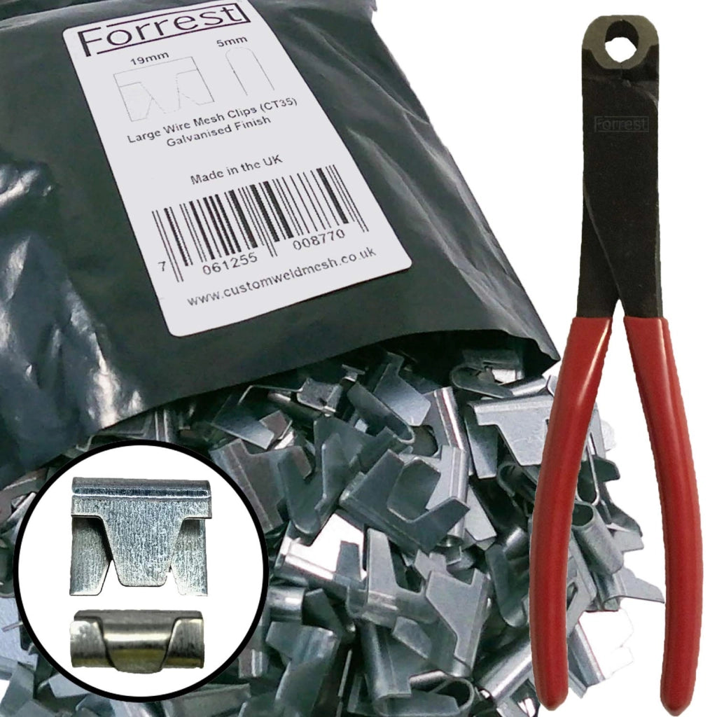 Morsetti per clip + 250 clip per reti metalliche, gabbioni e riparazioni di recinzioni