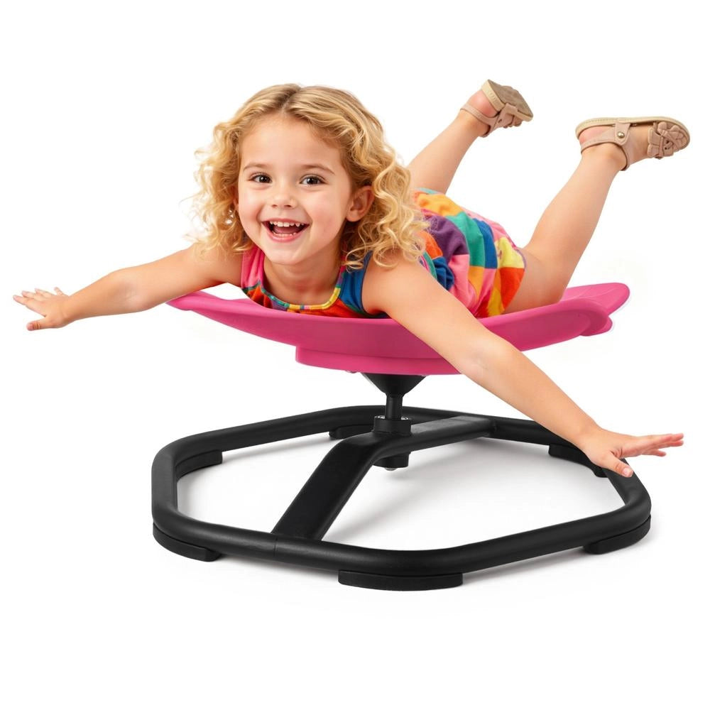 Sedia Girevole per Bambini LY-8303 a Forma di Elefante, Giostra Sensoriale Rotante 360 Gradi in Metallo e PP, Portata 100 kg, Rosso