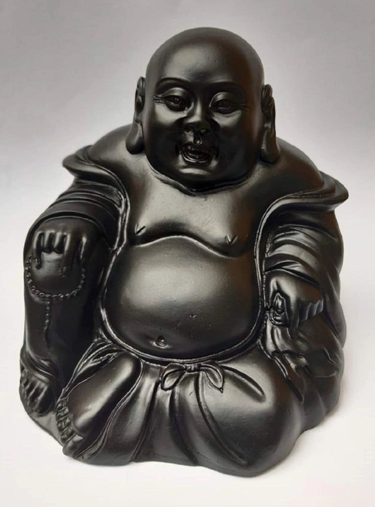Buddha sorridente, portafortuna, dipinto a mano, resina, altezza 10,4 cm