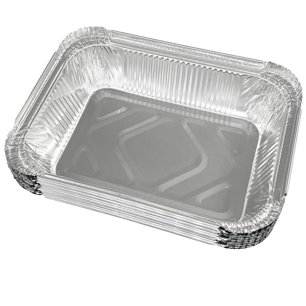100 contenitori in alluminio con coperchio, capacità 700 ml, monouso, rettangolari