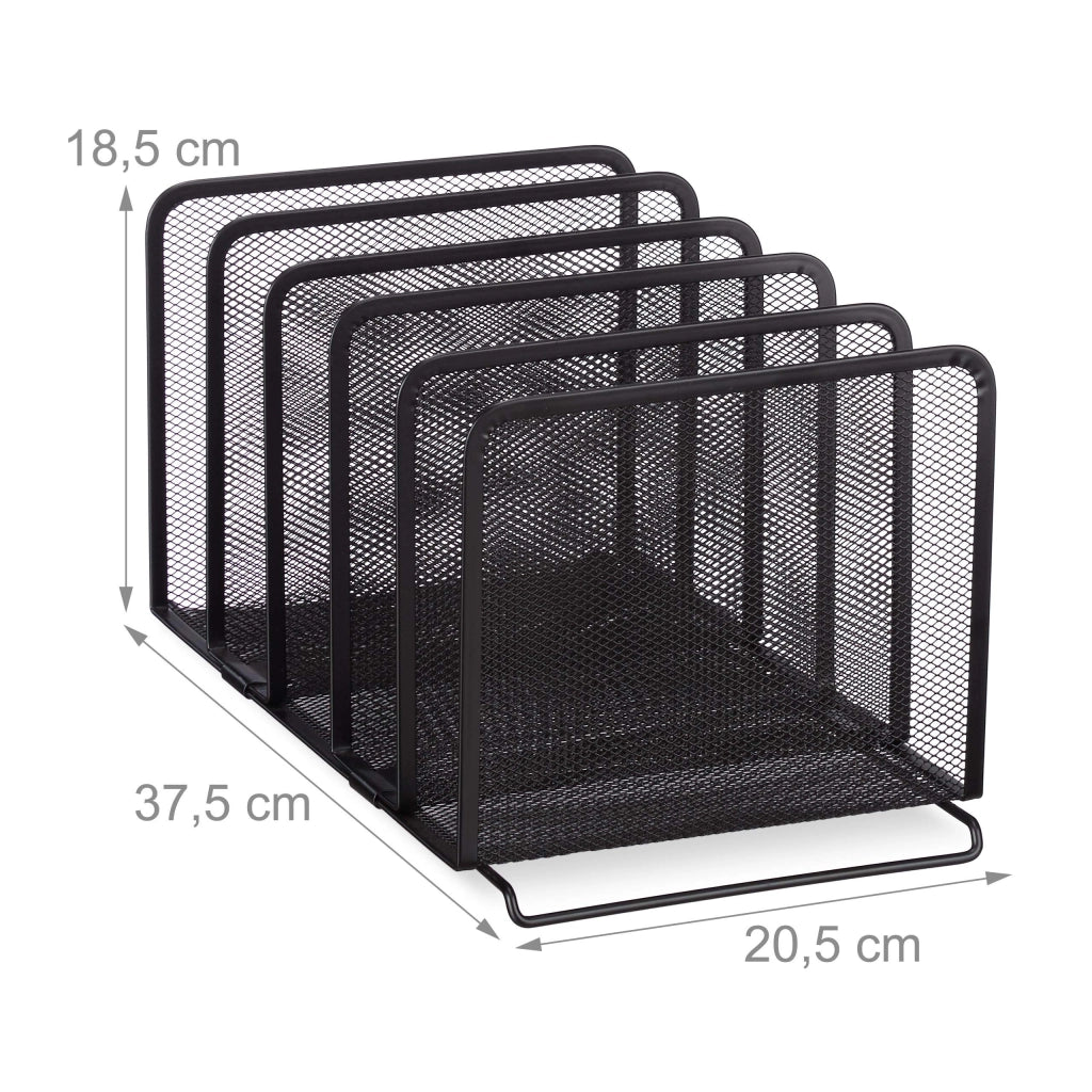 Portadocumenti in metallo, 5 scomparti, 18,5x20,5x37,5 cm, colore nero