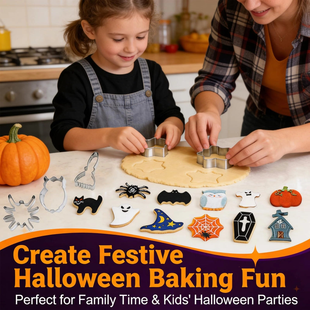 12 stampini per biscotti a tema Halloween, in acciaio inossidabile, di dimensioni da 4 a 9 cm