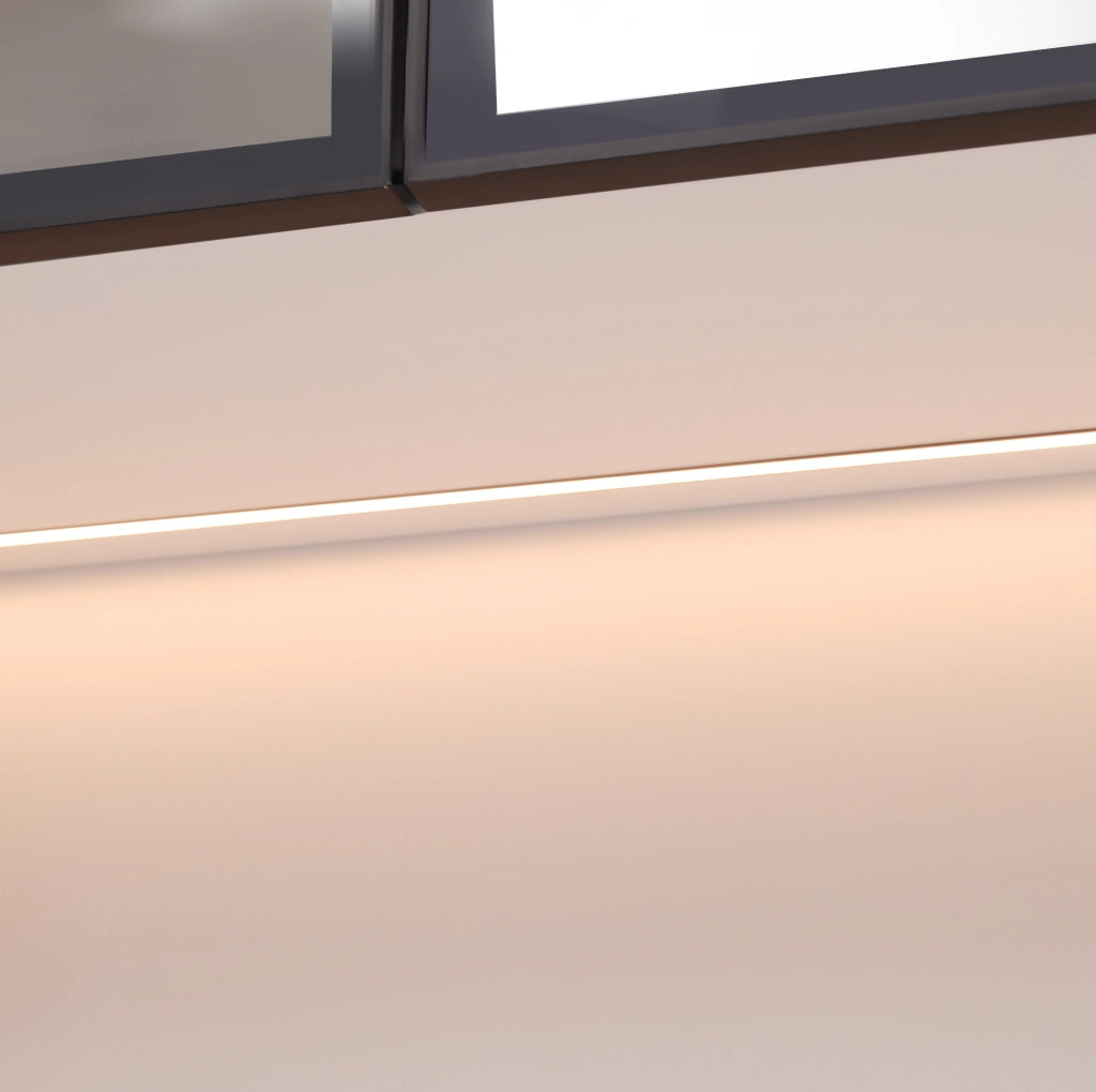 Vetrina bianca LED con vetri grigi e specchio 70x30x170 cm