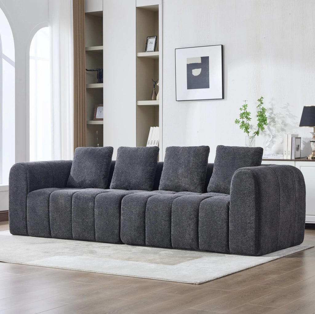 Divano modulare a 2 elementi in velluto grigio scuro 260 cm