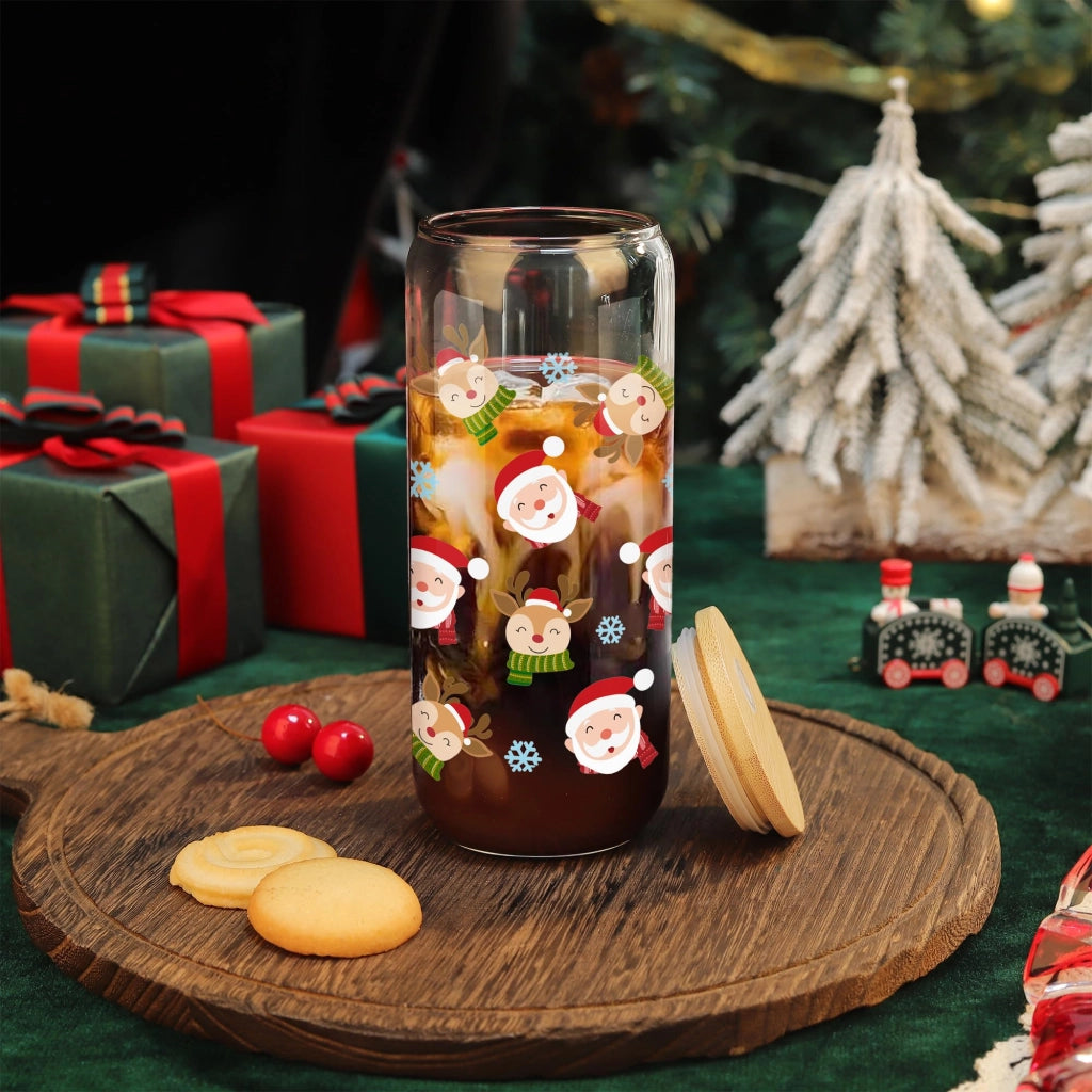 Set di bicchieri natalizi da 600 ml con coperchio e cannucce