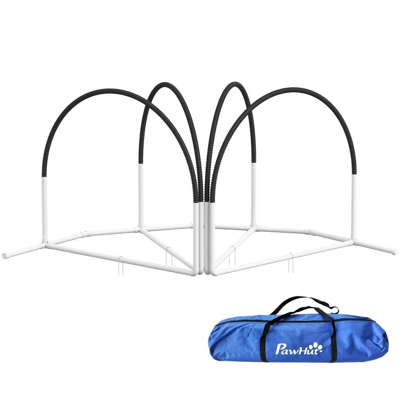 Set agility per cani 4 elementi con borsa, bianco e nero
