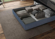 Letto Matrimoniale King Size in Microfibra 190x190 Con Rete e Contenitore Adele Blu