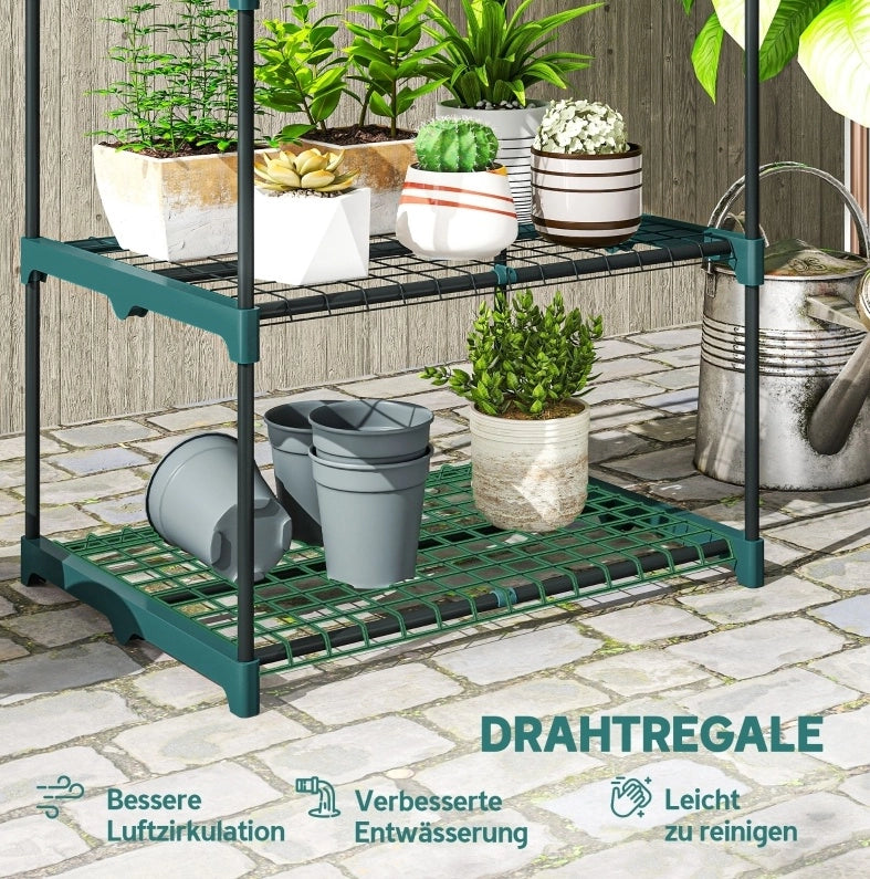 Portapiante a 3 ripiani in acciaio verde scuro 68 x 49 x 72 cm