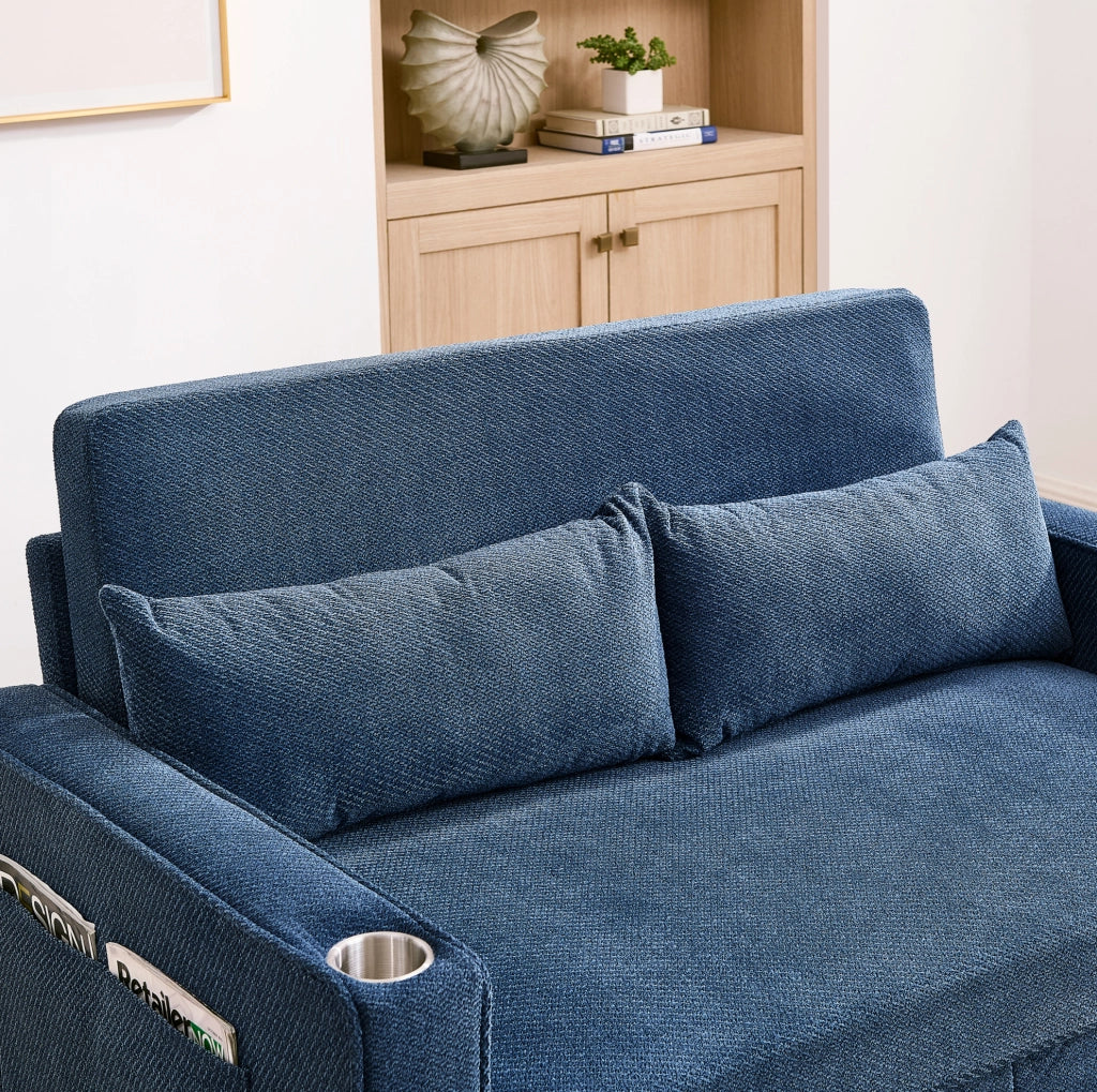 DIVANO LETTO 3 in 1 Scorrevole con porte USB Blu Navy