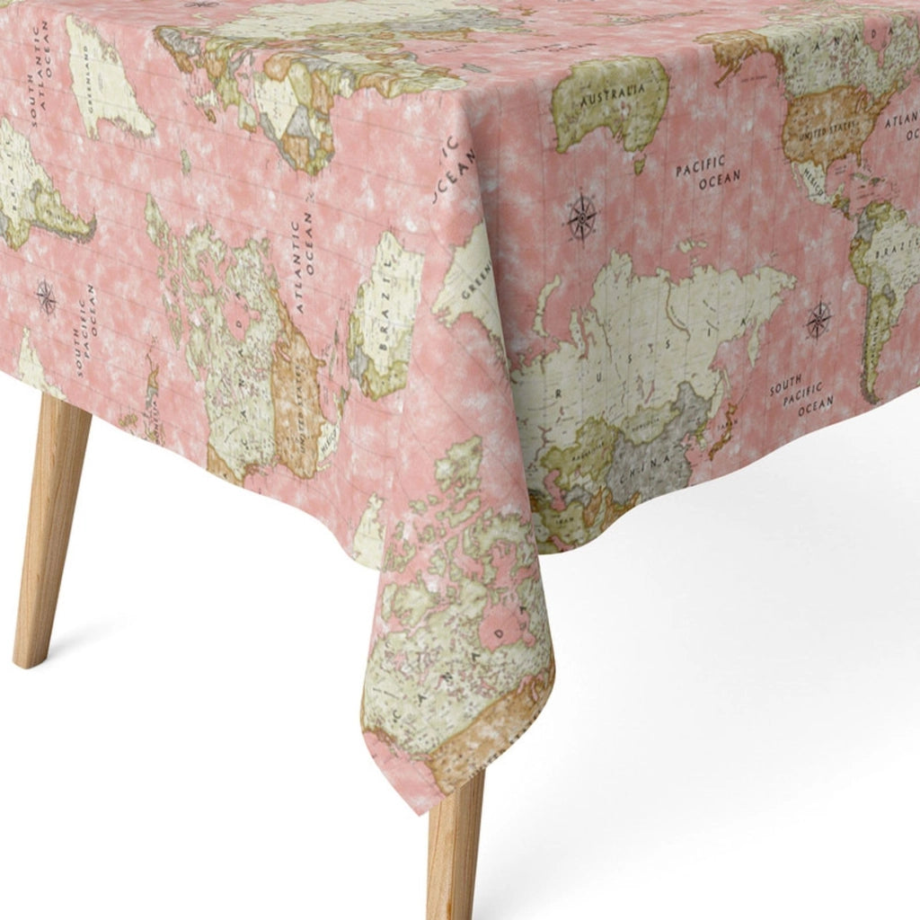Tovaglia rettangolare, dimensioni 260x140 cm, antimacchia, impermeabile, color rosa