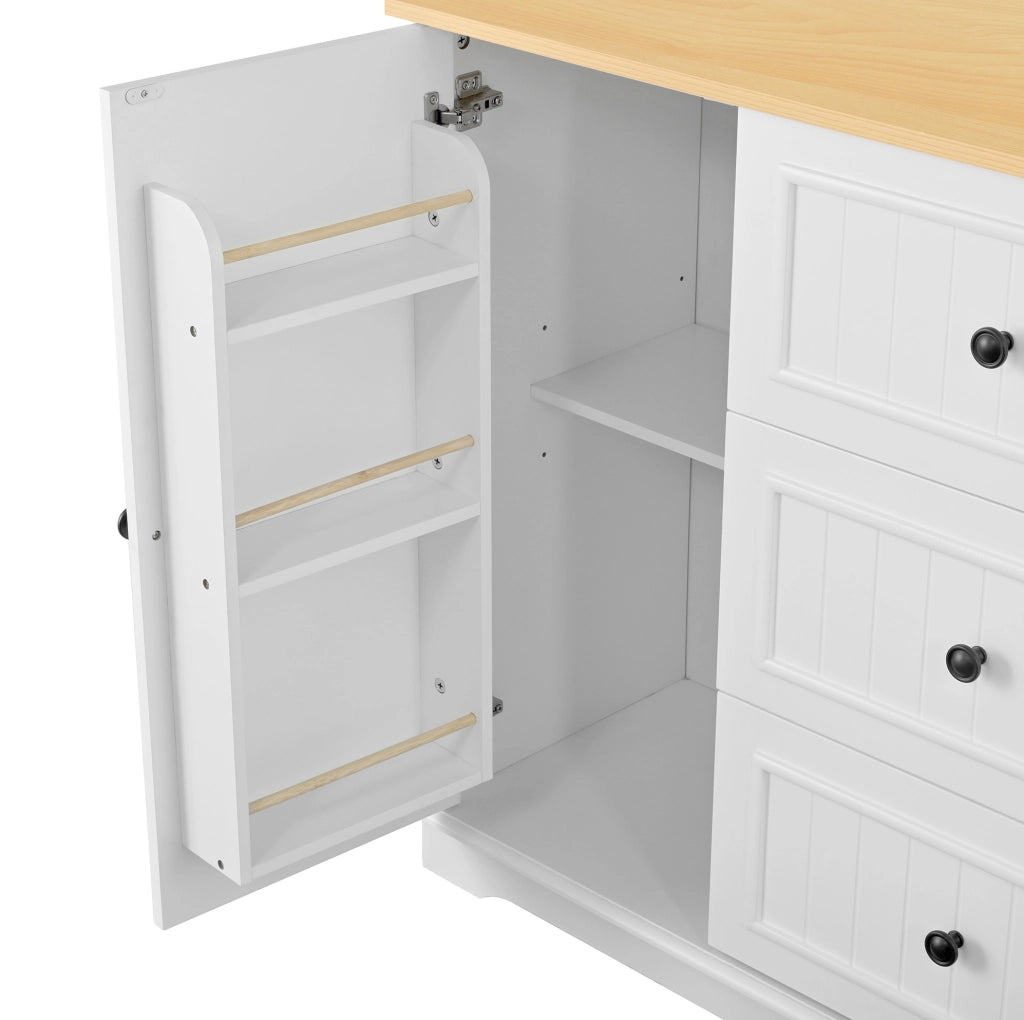 CREDENZA 126x40x86 cm in MDF bianca con 3 cassetti e ripiani regolabili