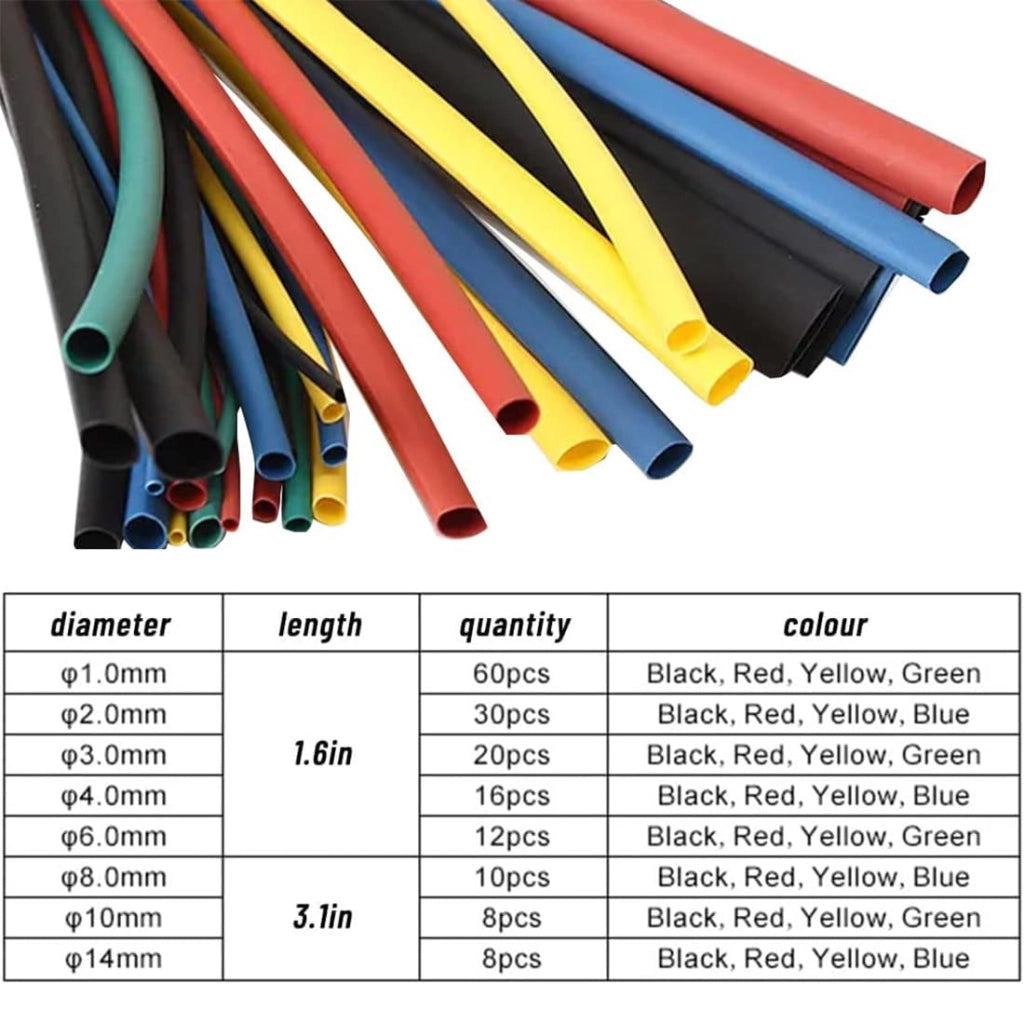 Kit di guaine termorestringenti, 328 pezzi, in polietilene, multicolore, ignifugo