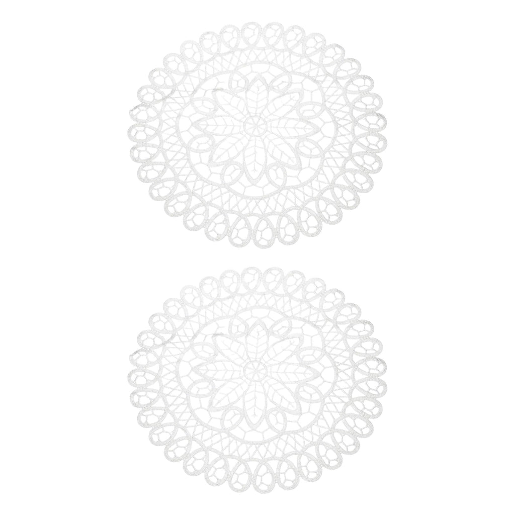 2 sottopiatti rotondi in poliestere, diametro 30 cm, colore bianco