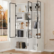 Vetrina bianca in MDF e vetro con 6 ante e illuminazione LED