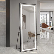 Specchio luminoso da bagno con LED dimmerabile, vetro e metallo, nero e argento