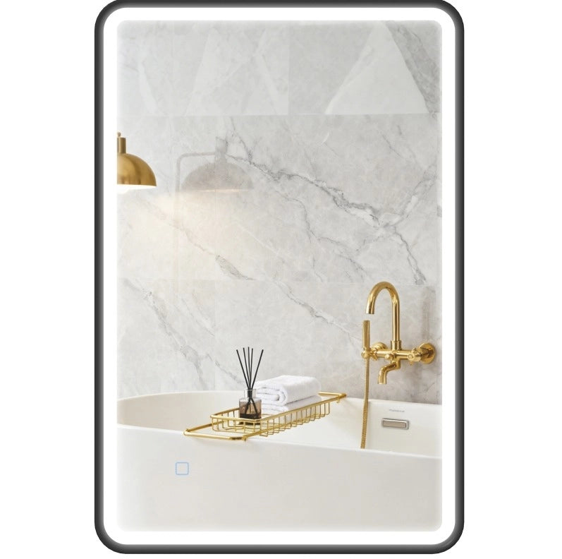 SPECCHIO da bagno LED 90x60 cm nero, dimmerabile e antiappannamento