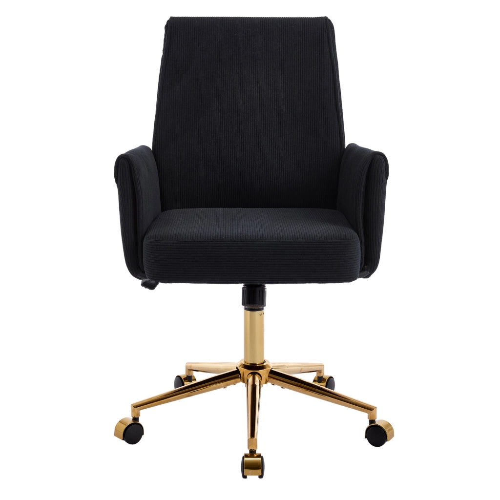 Sedia da ufficio ergonomica regolabile 64x61x107 cm nera, base dorata, per lavoro