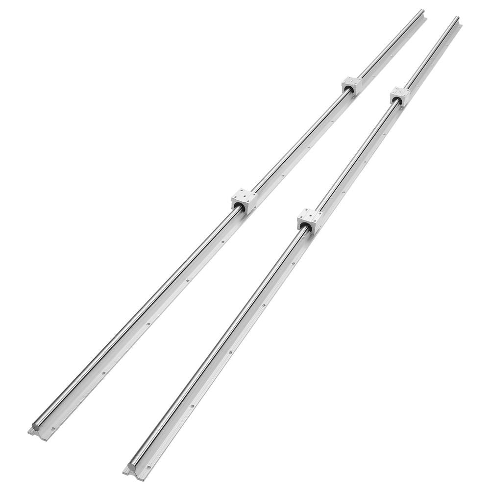 Set 2 Guide Lineari SBR20 2200mm con 4 Cuscinetti SBR20UU Binari di Scorrimento in Acciaio e Alluminio per Fai da Te Officina