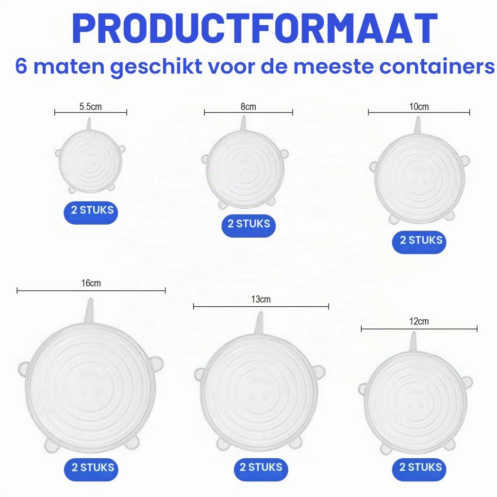 12 coperchi in silicone, espandibili, 6 dimensioni, da -40°C a 232°C
