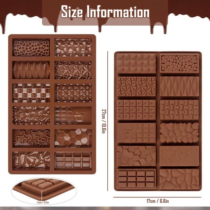 Stampo in silicone per cioccolato, confezione da 2 pezzi, senza BPA, con rivestimento antiaderente, dimensioni 27,4 x 17 cm