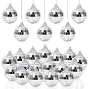 24 mini sfere disco, diametro 4 cm, color argento, da appendere, per decorazioni