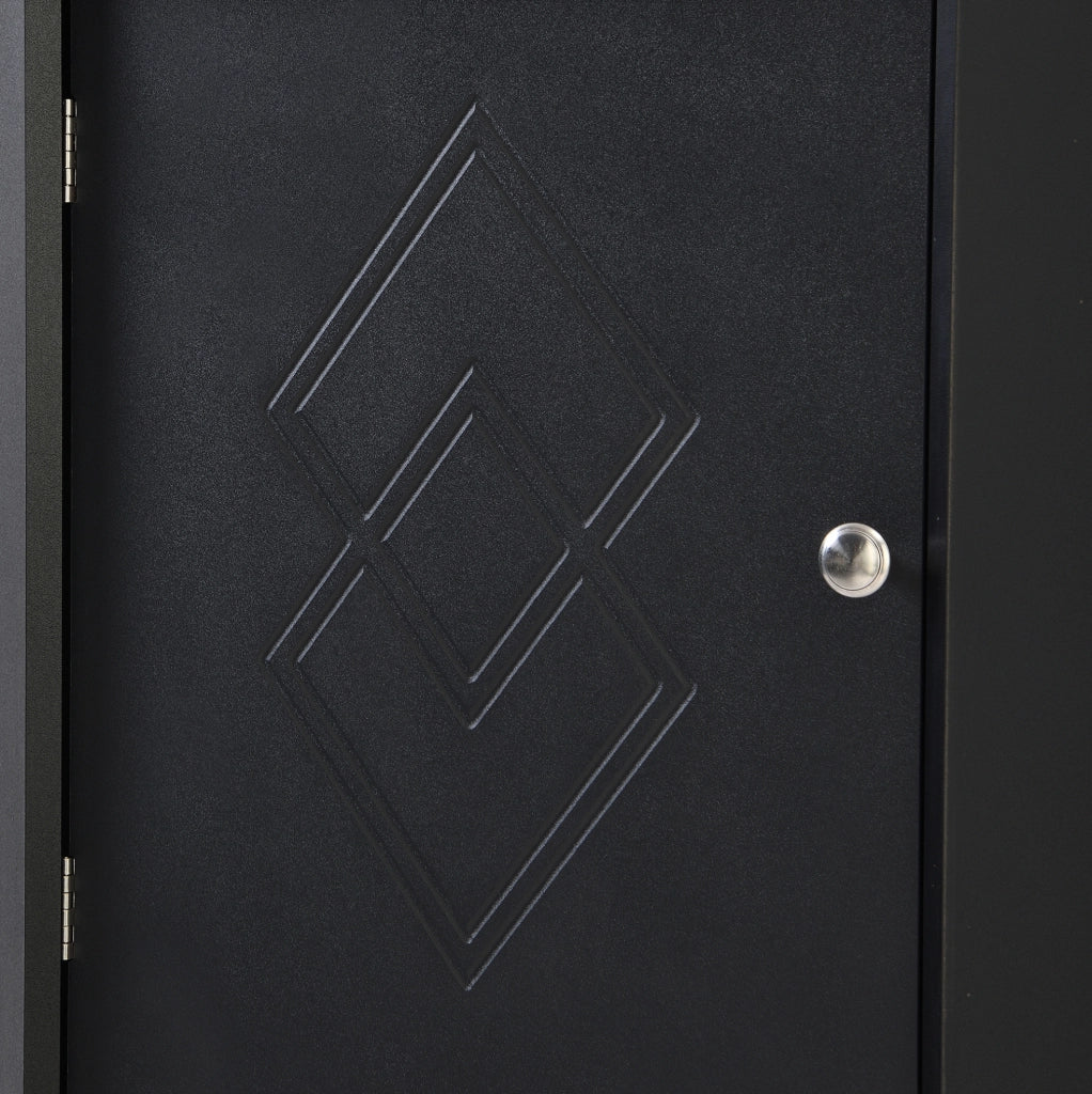 Mobile da bagno angolare con due ripiani e vano aperto regolabile, 36,5x36,5x155 cm, nero