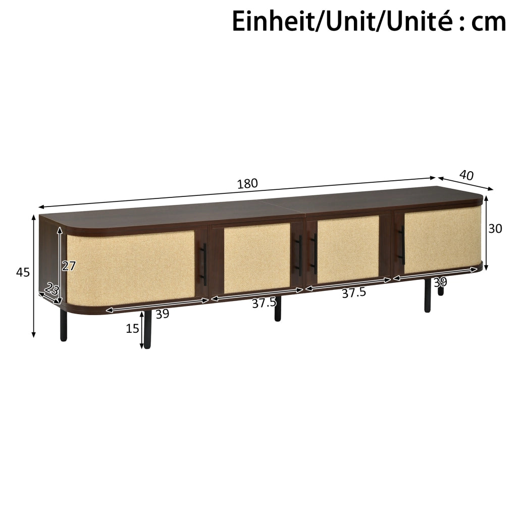 Set di mobili color noce con mobile TV, credenza e armadio alto