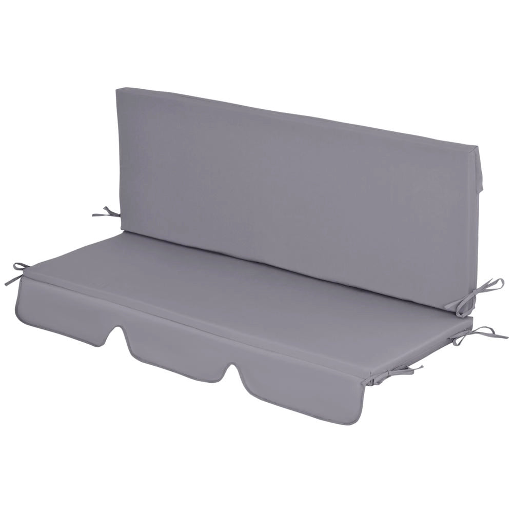 Set 2 Pezzi Cuscini per Dondolo da Giardino 3 Posti con Lacci Grigio Confortevoli e Resistenti 130x45x5 cm