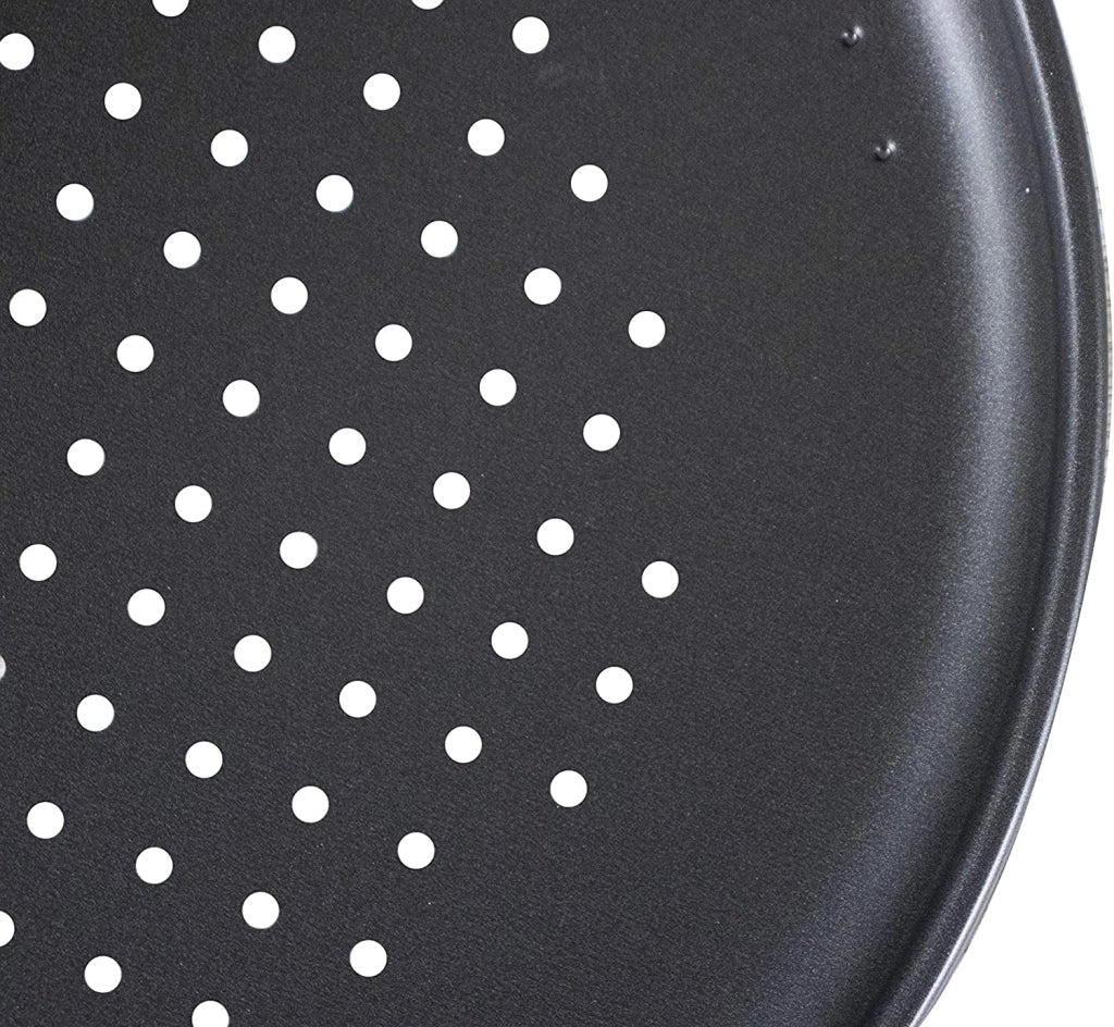 Teglia per pizza, diametro 36 cm, forata, antiaderente, nera
