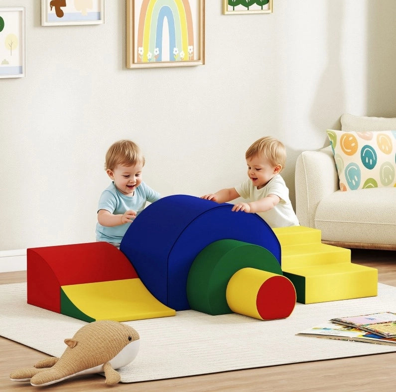 BLOCCHI Morbidi per arrampicata e gattonamento, 5 forme, 181x39x44 cm, blu e rosso