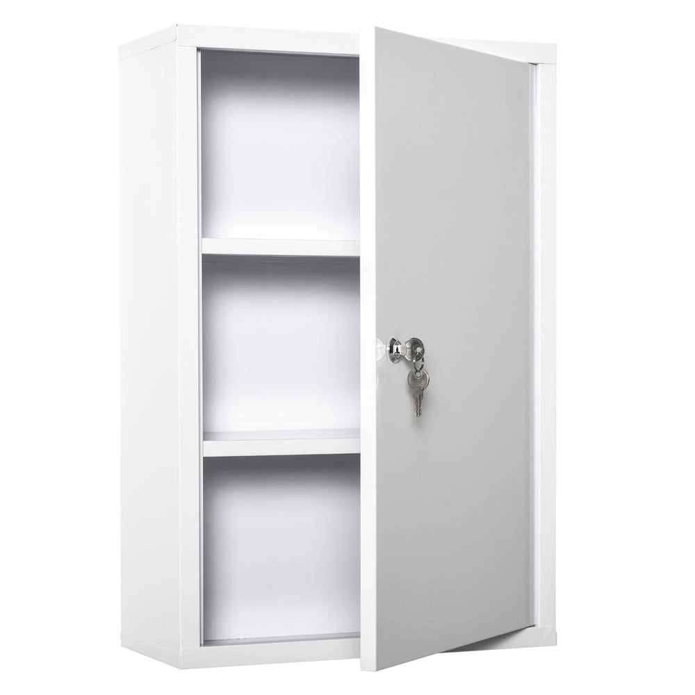 Armadietto per medicinali da parete in acciaio bianco con 3 scomparti richiudibile a chiave per casa 40 x 18 x 60 cm