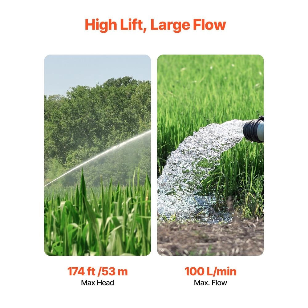 Pompa Sommergibile per Pozzi Profondi 910W in Acciaio Inox, 230V Portata 100 L/min Prevalenza 53m IP68, Pompa per Irrigazione e Giardino