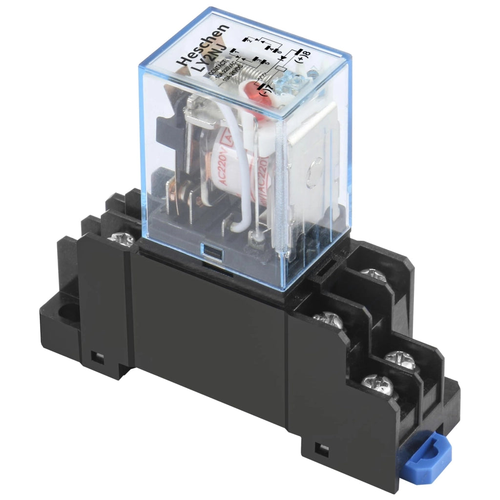 Relè LY2NJ, 220 VAC, DPDT, 10 A, con LED e base