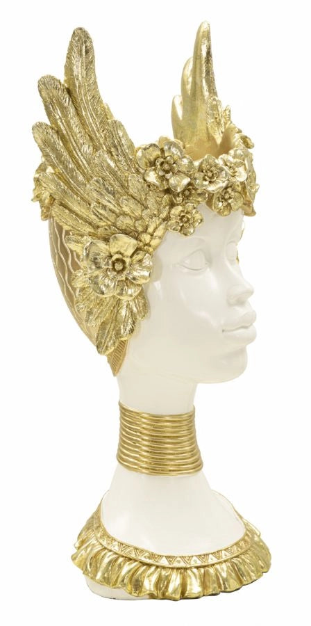 Scultura Busto di Donna con Ali Dorate Athena Oro