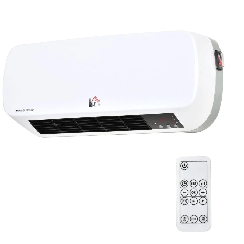 TERMOVENTILATORE da parete 2000 W con telecomando, timer 12 h, bianco