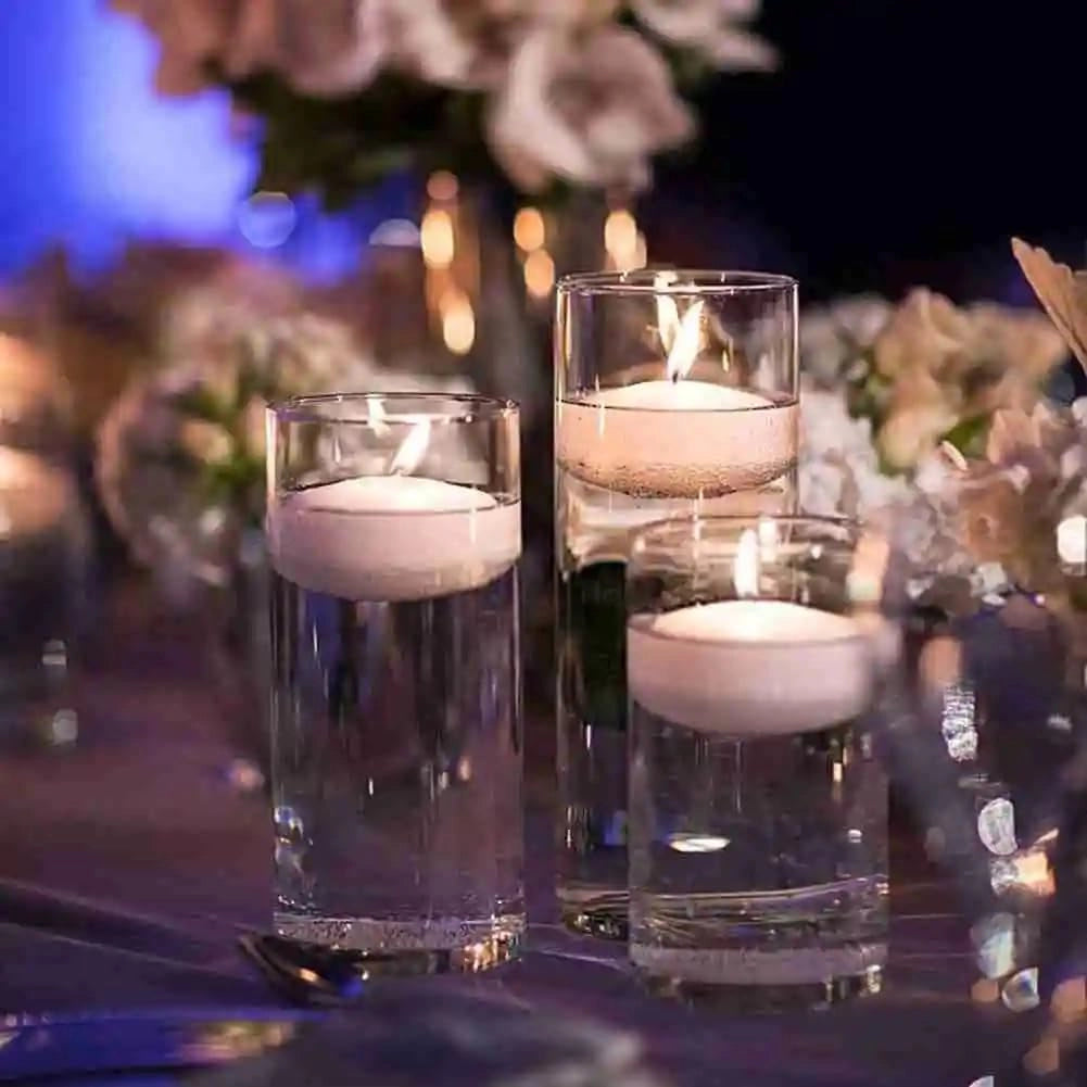 Candele galleggianti, 30 pezzi, rosso/bianco, candele a forma di tazza