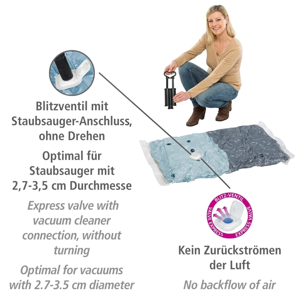 Set di sacchetti sottovuoto per viaggi, 6 pezzi, con pompa, trasparenti