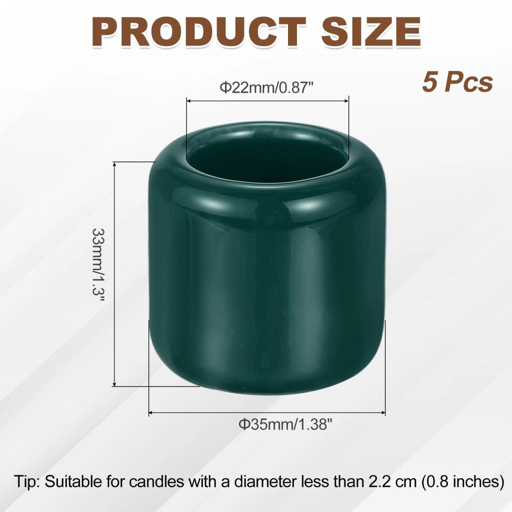 Piccolo portacandele, set da 5, in Vetroceramica, color verde scuro, dimensioni 3,3 x 2,2 x 3,5 cm