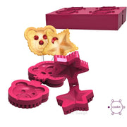 6 piccoli stampini a forma di scarpa con bastoncini, set per "pie pops"